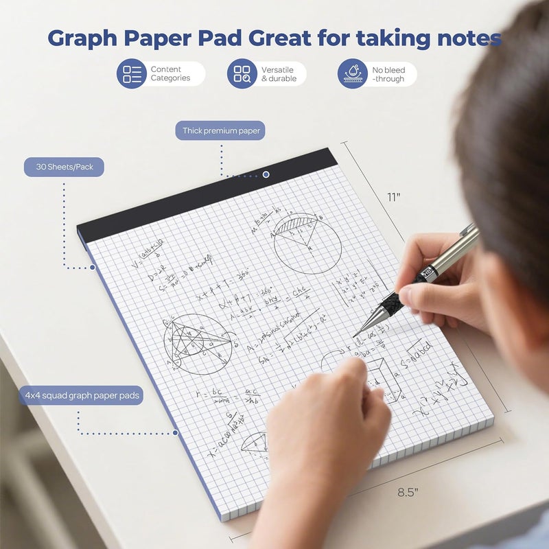 Nicpro 16PCS Drafting Tools with 12‘’ Aluminum Architect Scale Ruler, Mechanical Pencils 0.5, 0.7, 0.9 & 2mm, Lead Refills, 2 Pack Graph Paper Pad, Geometry Drawing Kit for Engineers Students Design - Image 5